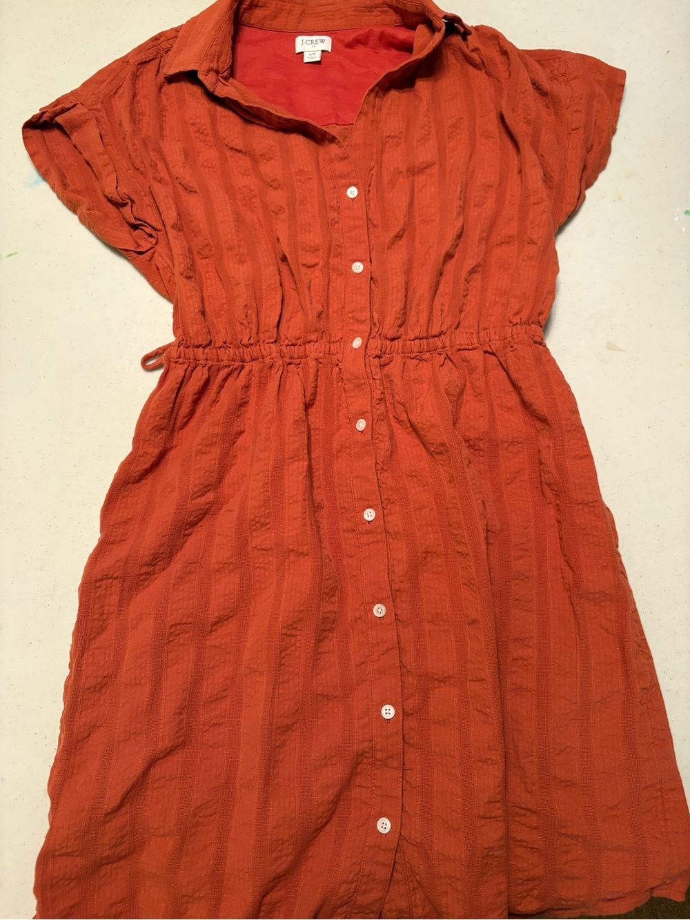 J. Crew Rust Orange Button-Front Casual Dress